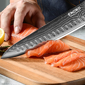 Damascus Chef Knife 8 Inch with Clad Dimple